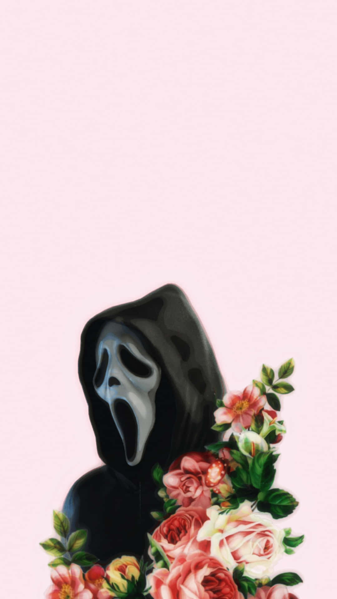 Ghostface Floral Contrasti Phone Wallpaper Wallpaper