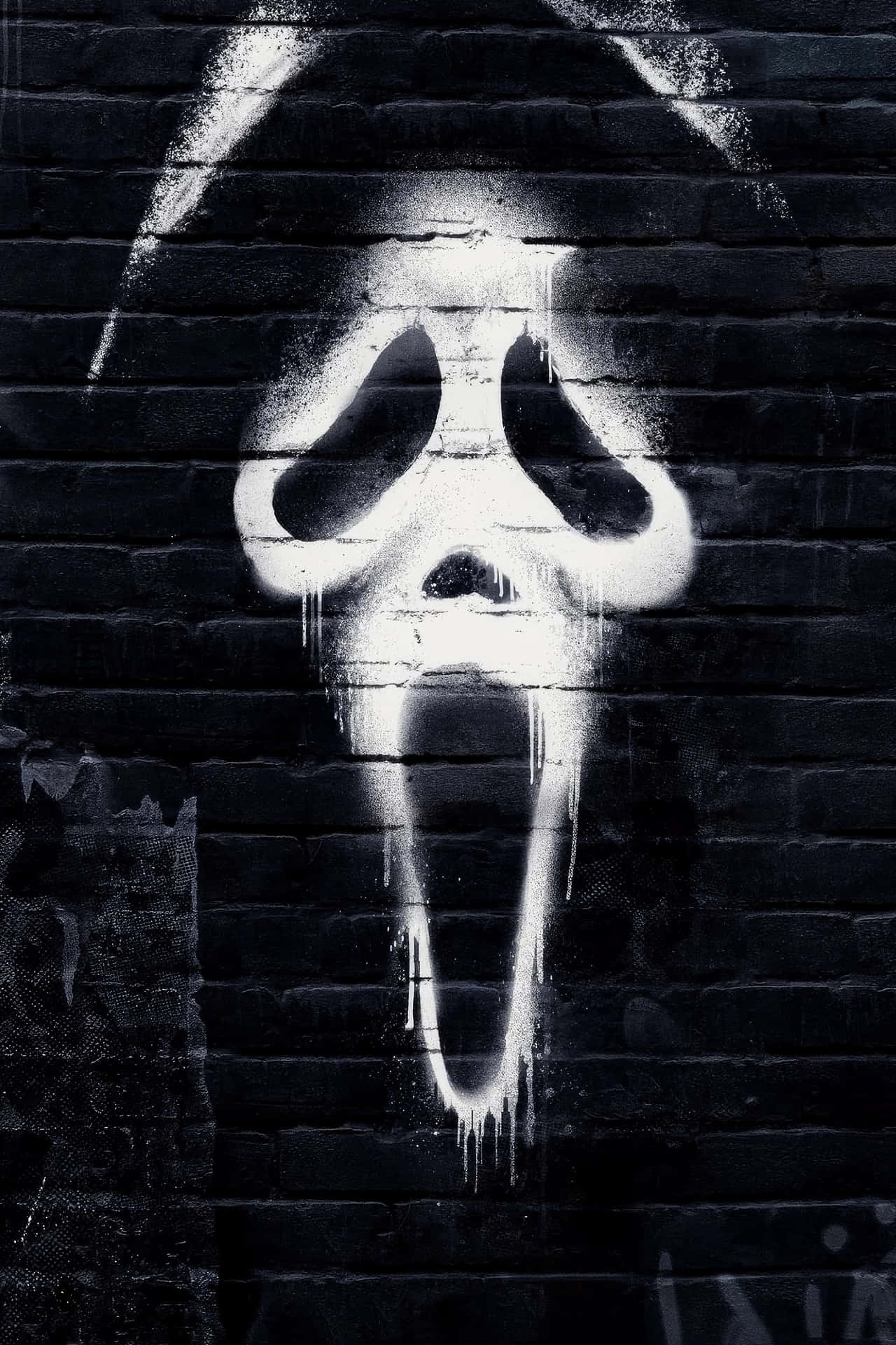 Ghostface Graffition Brick Wall Wallpaper