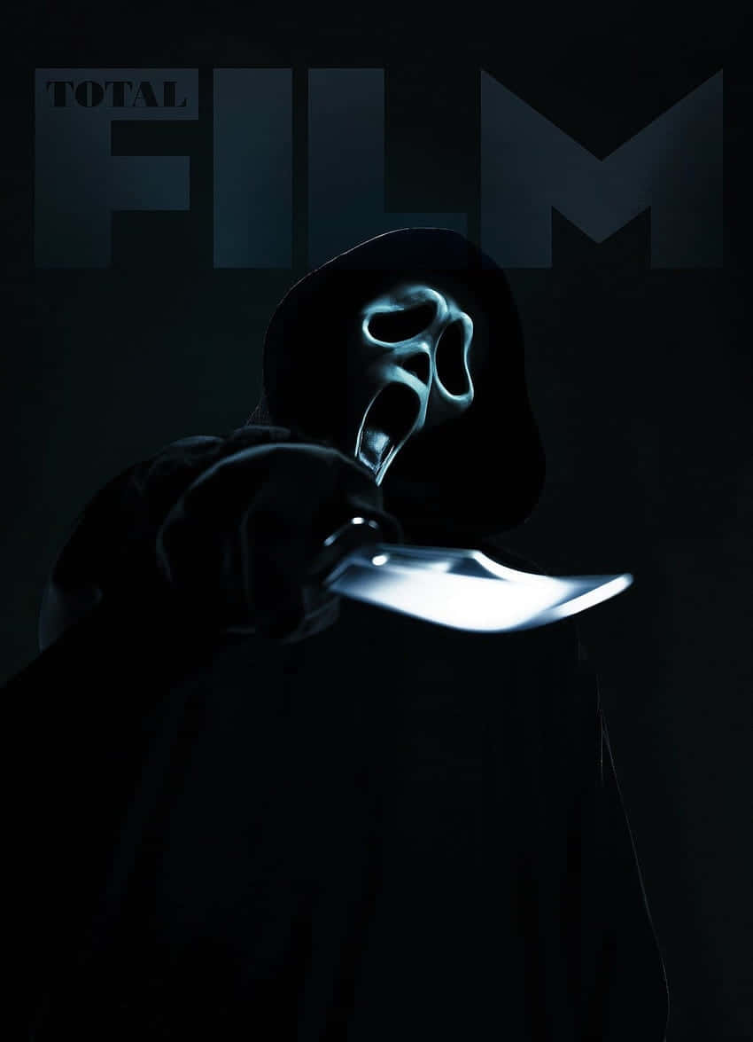 Ghostface Holding Knife Total Film Cover Wallpaper