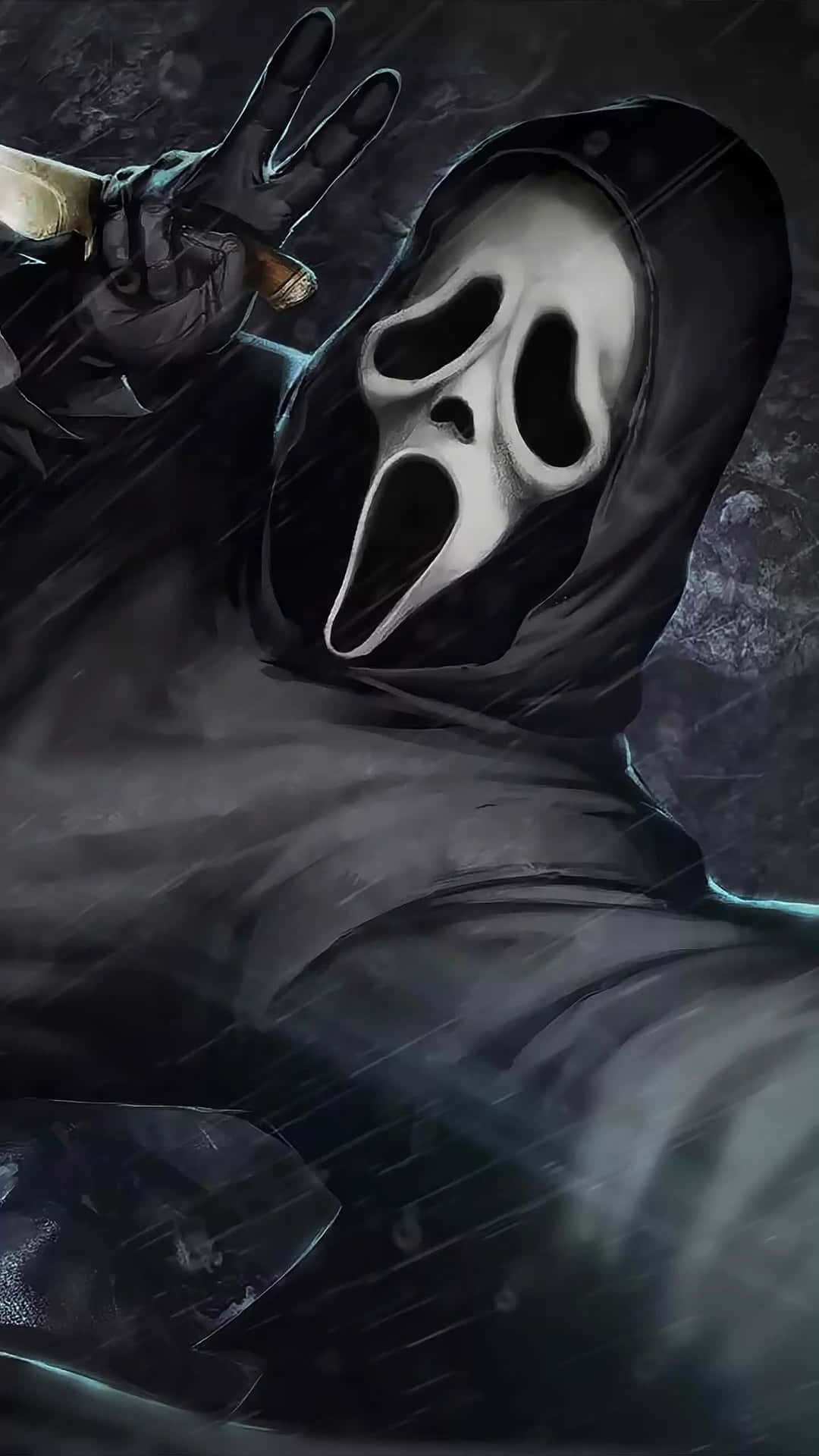 Ghostface Holdingi Phone Peace Sign Wallpaper