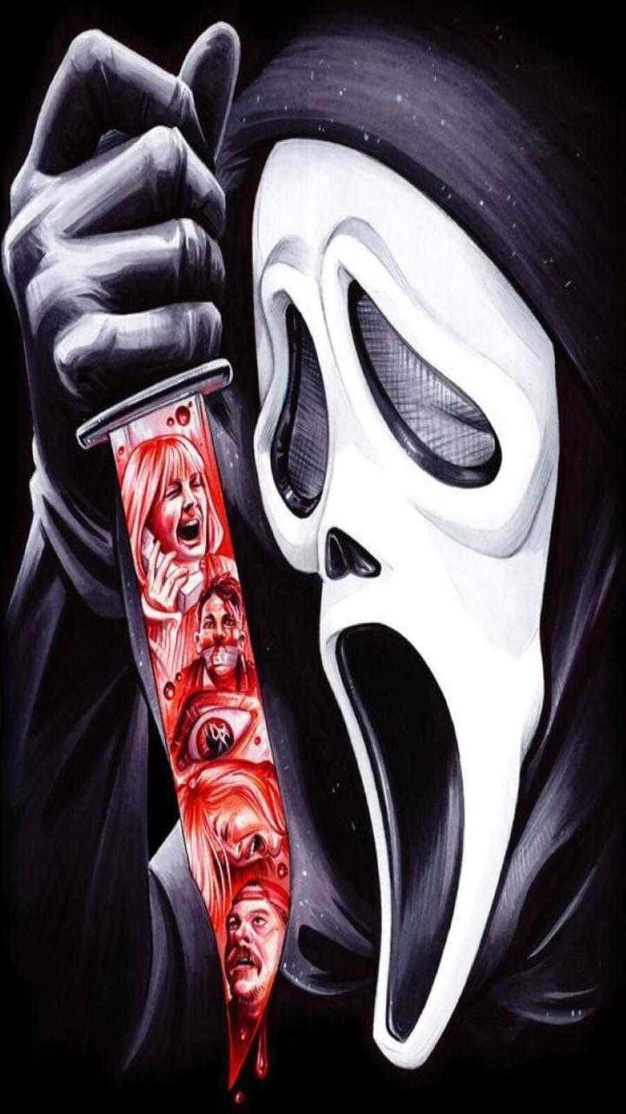 Ghostface Knife Reflection Artwork Wallpaper