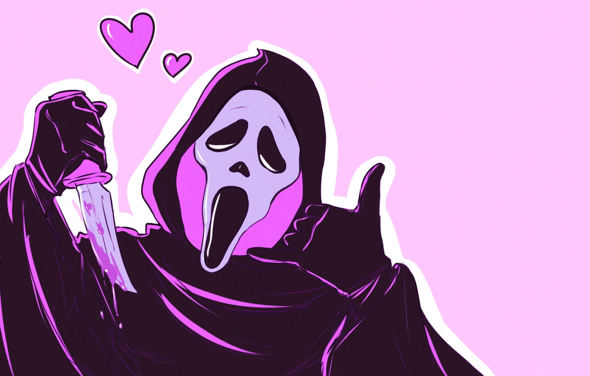 Ghostface Love Gesture Pink Background Wallpaper