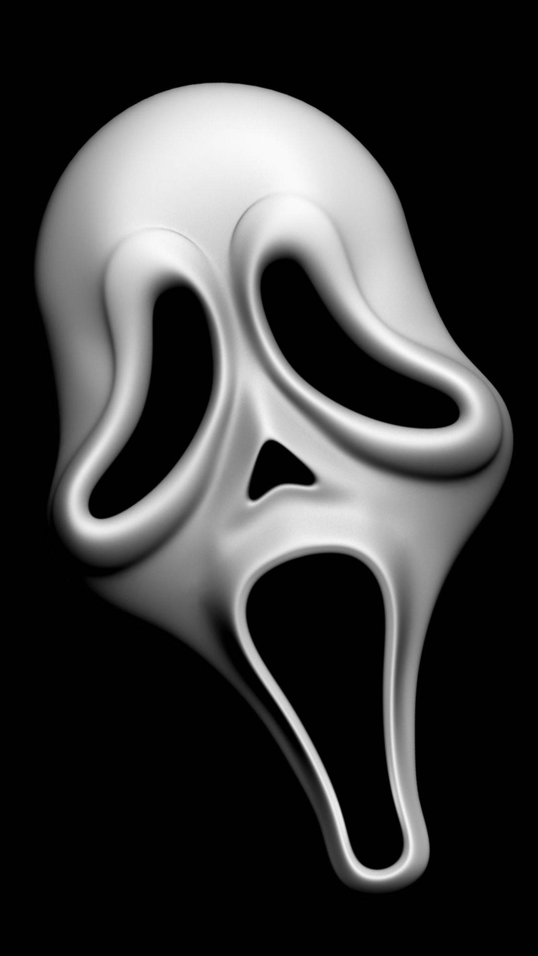 Gengæld Skrig Film Ghostface Maske Over Grå Krans Wallpaper
