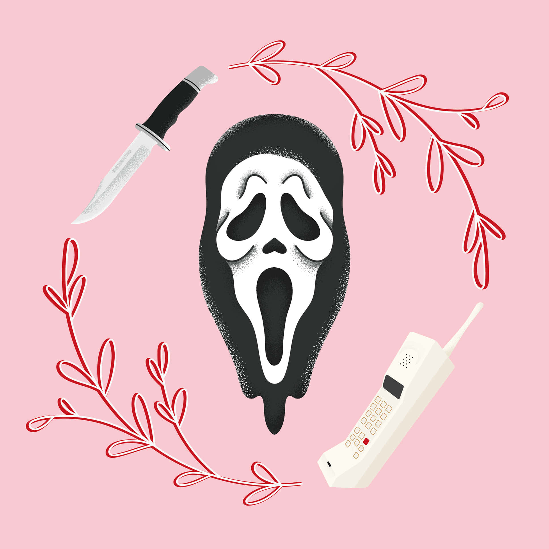 Ghostface Pink Background Art Wallpaper