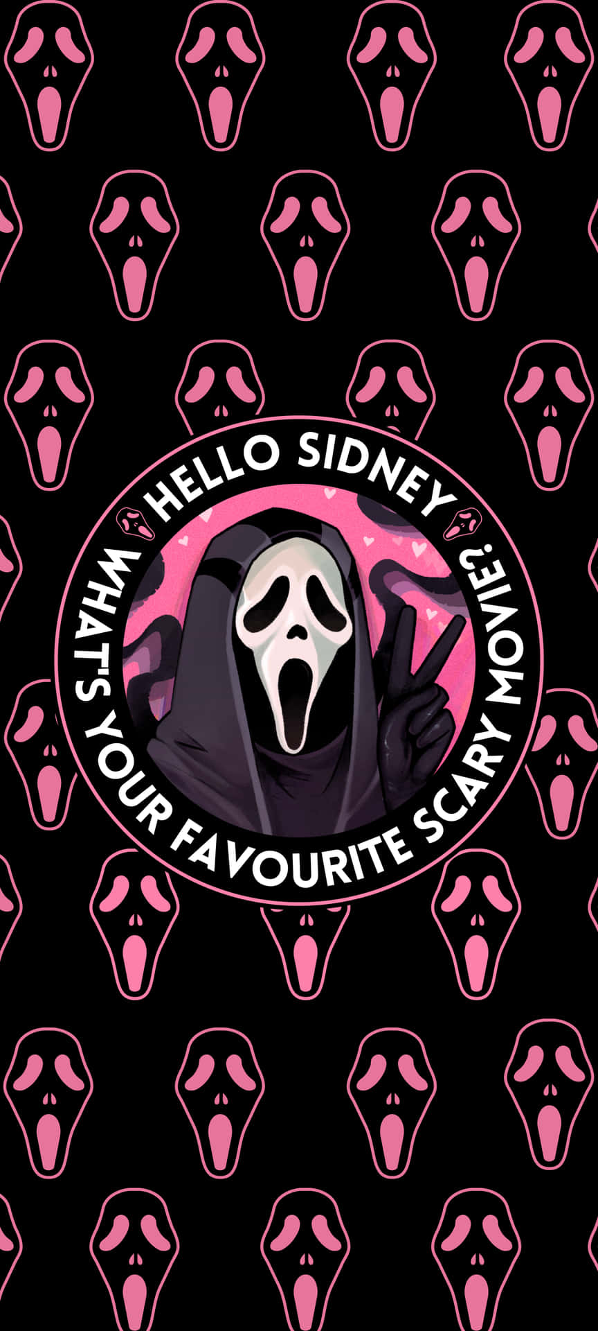Ghostface Pink Background Hello Sidney Wallpaper