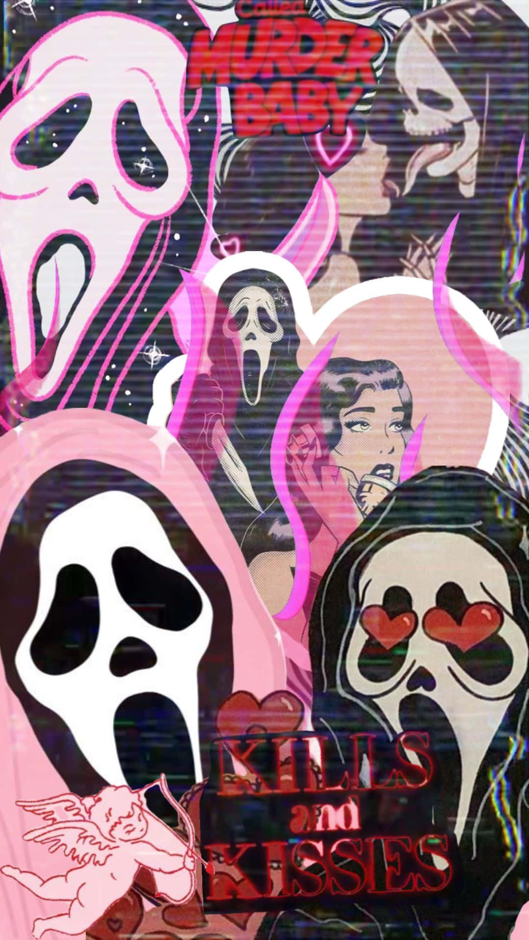 Ghostface Pink Collage Art Wallpaper