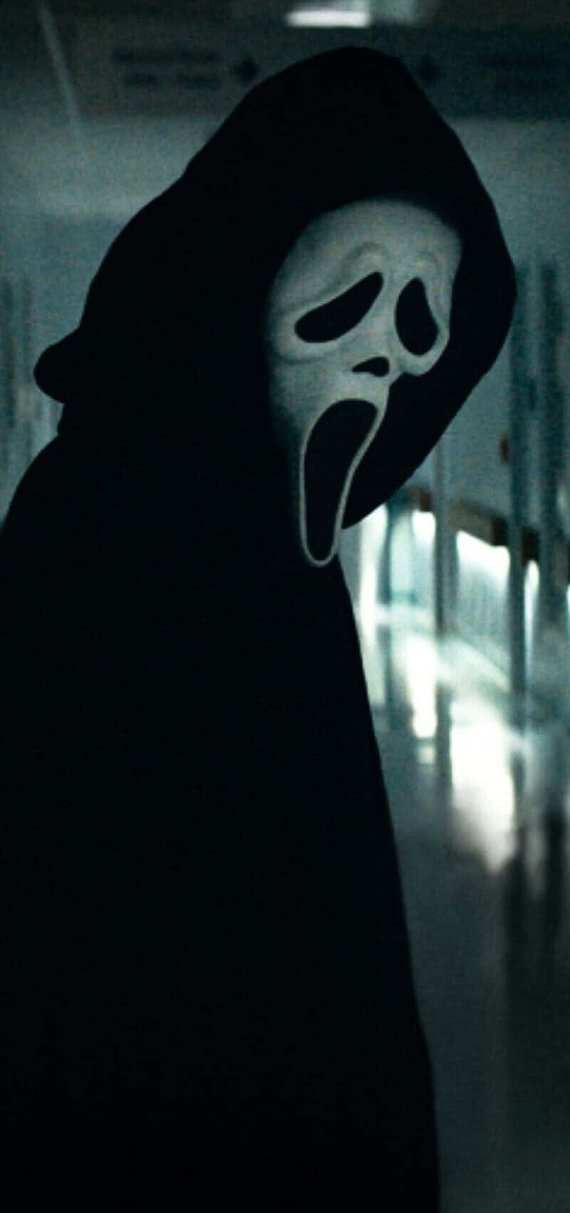 Ghostfacein Dimly Lit Corridor Wallpaper