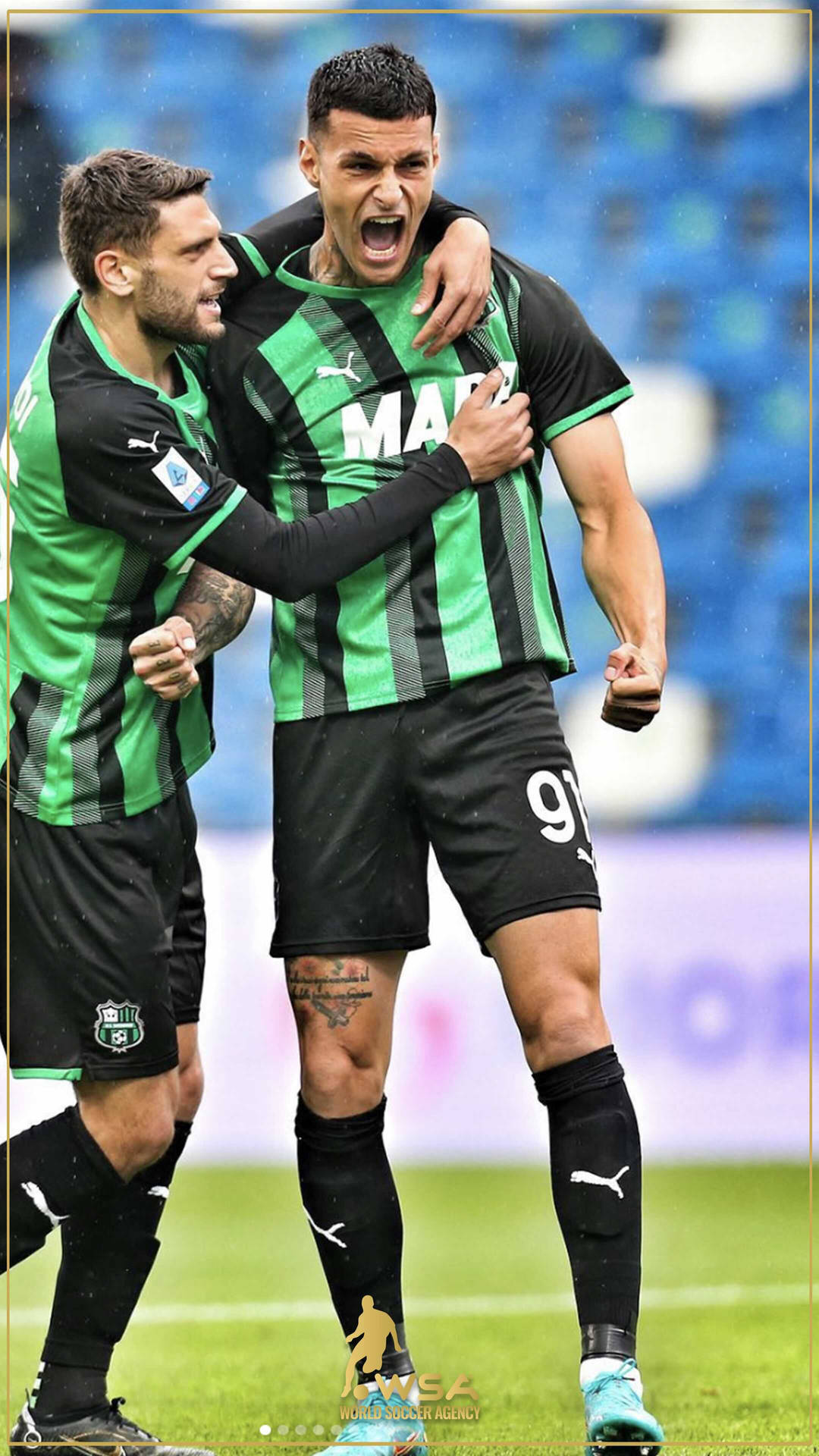 Gianlucca Scamacca With Teammate Wallpaper