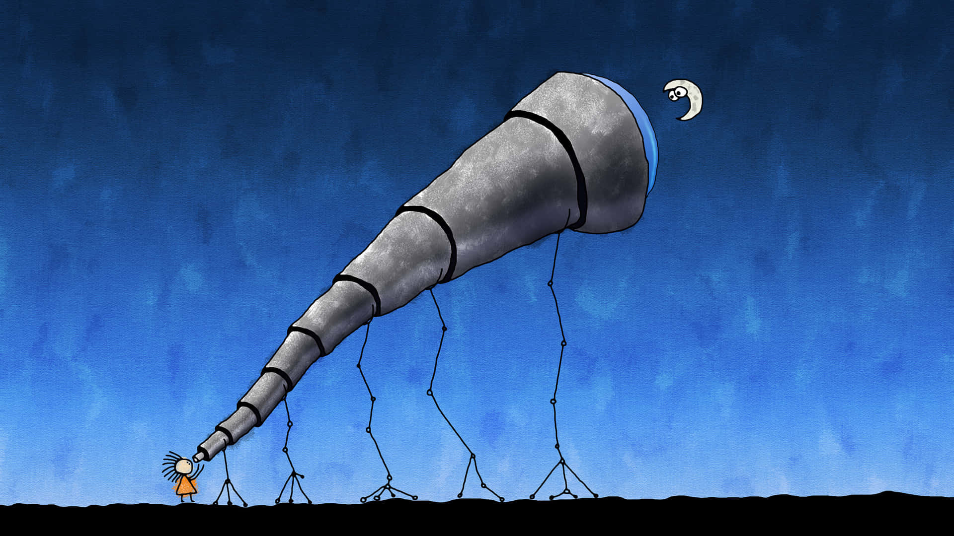 Telescopiogigante De Astronomía - Arte Digital Cartoon Fondo de pantalla