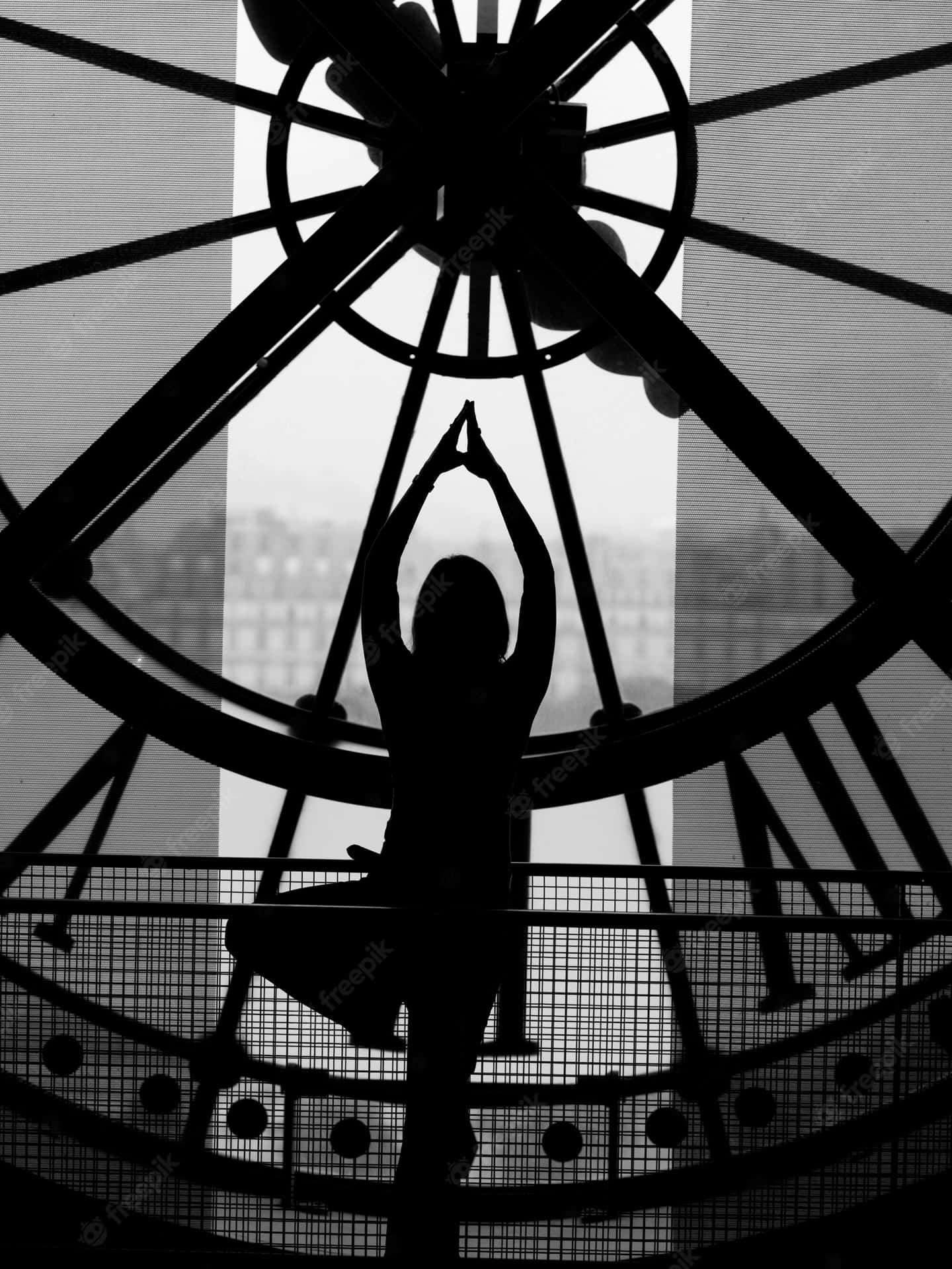 Giant Clock Of Musée Dorsay Black And White Wallpaper