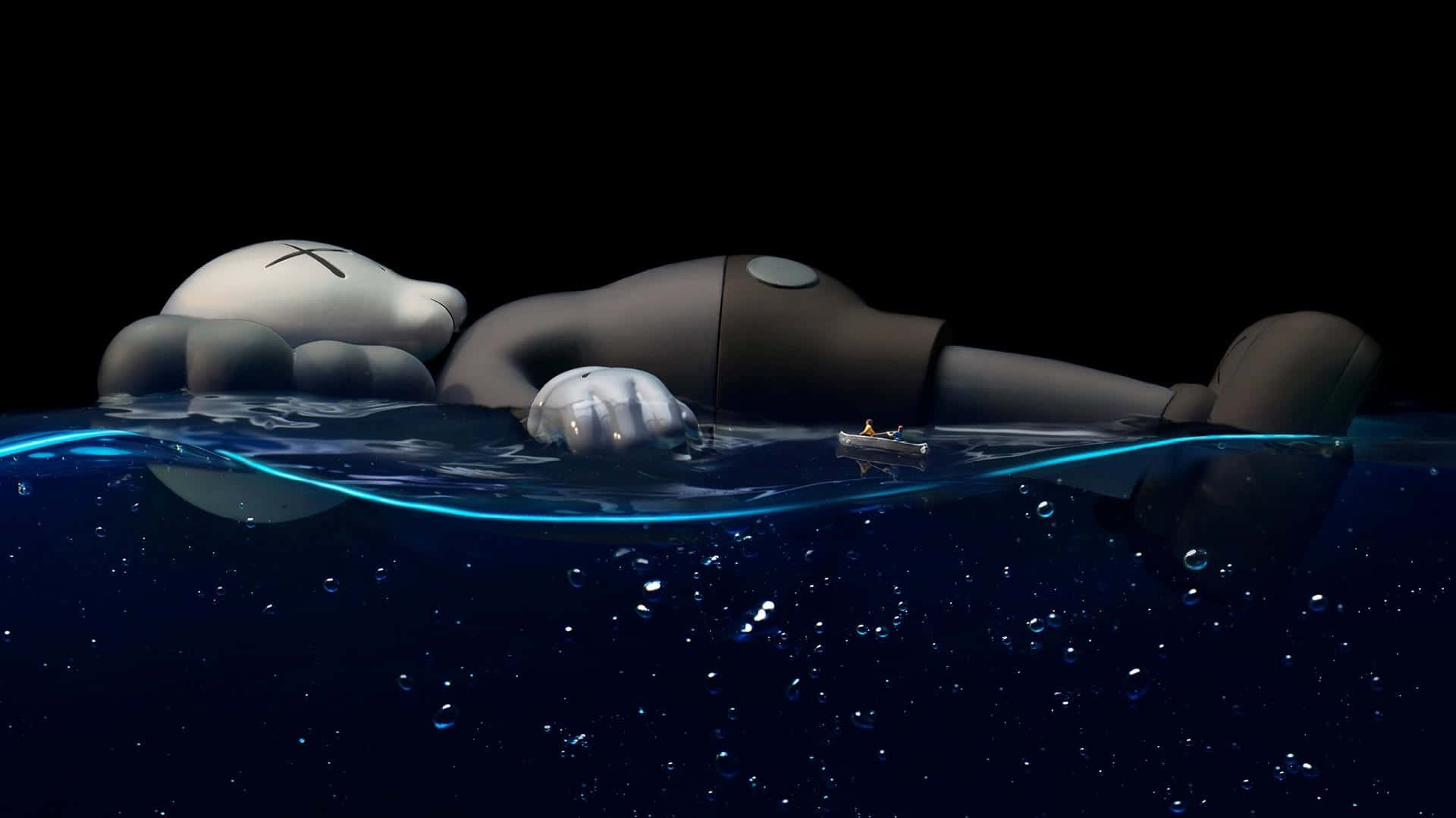 Giant Figure Floatingin Water Wallpaper