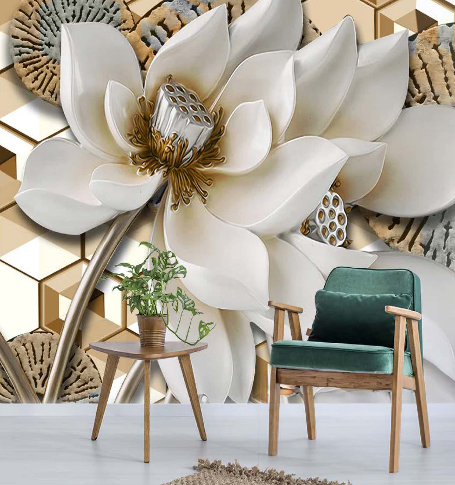 Giant Flower Art Interior Design Wallpaper