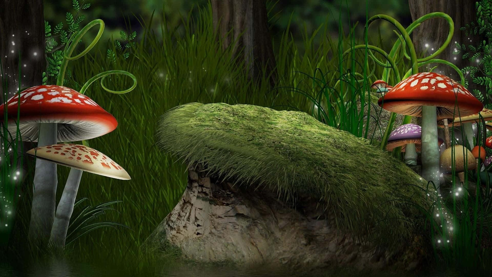 Giant Fly Agaric Fungus Realistic Digital Art Background