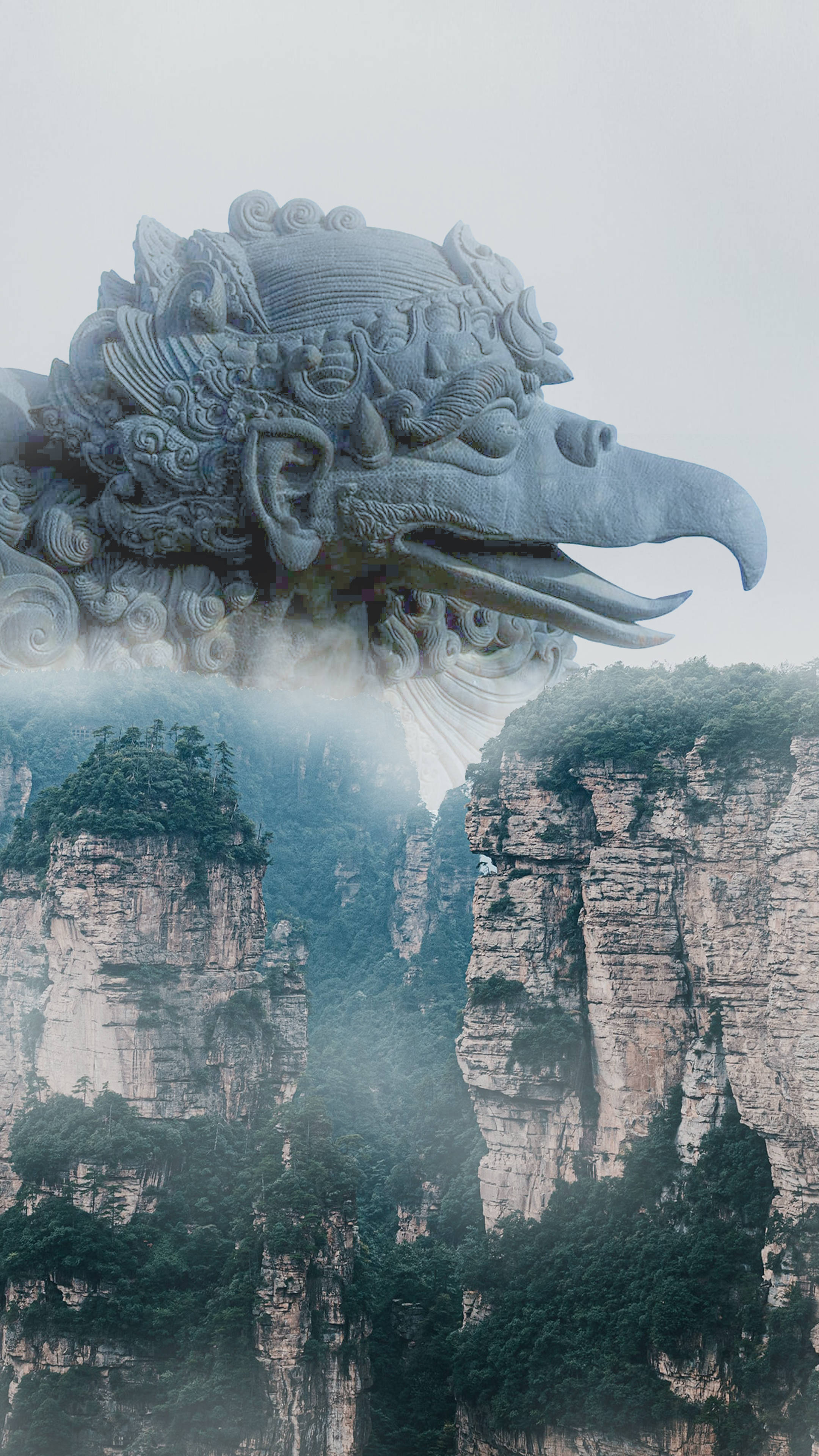 Giant Garuda Stone Background