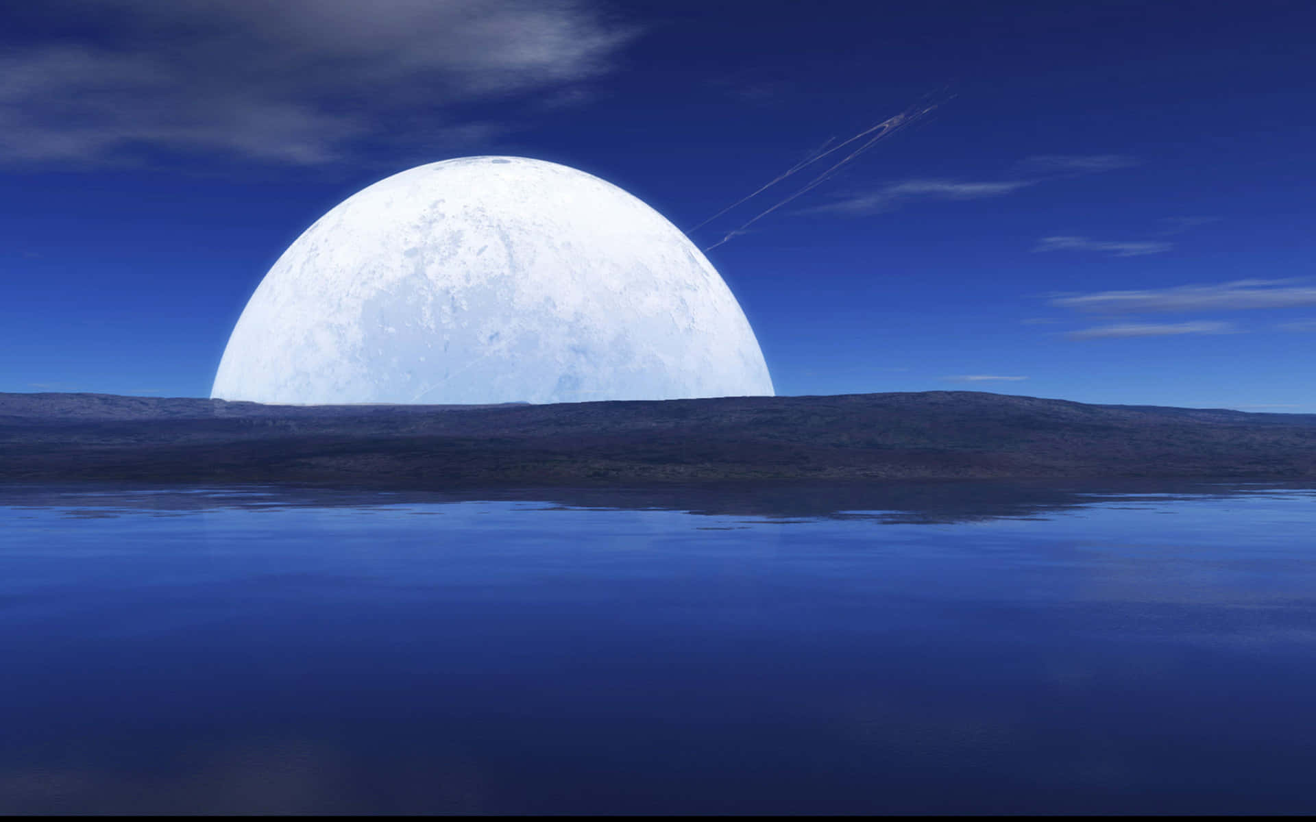 Giant_ Moon_ Rising_ Over_ Water Wallpaper