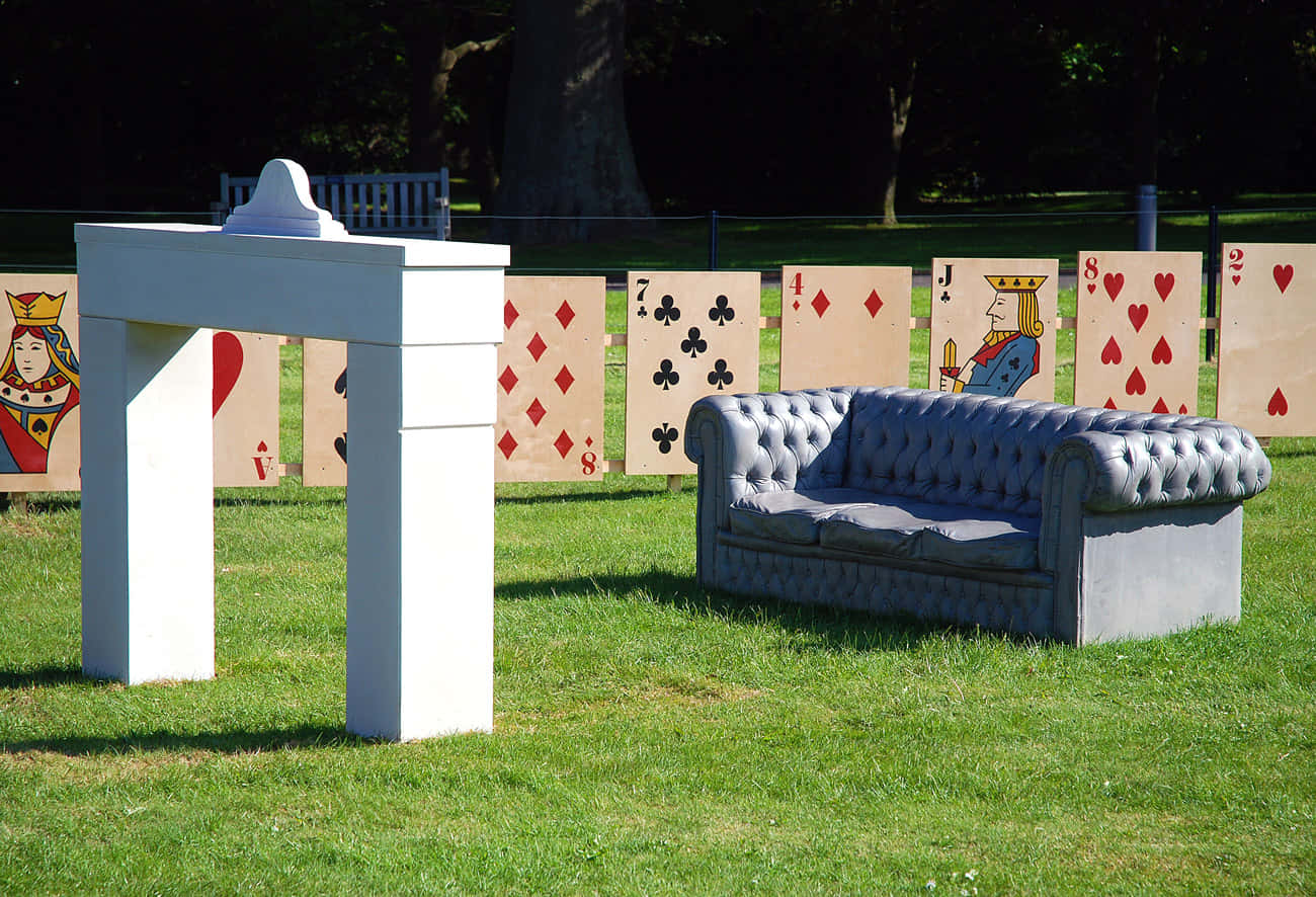 Giant Playing Cardsand Furniture Art Installation Wallpaper