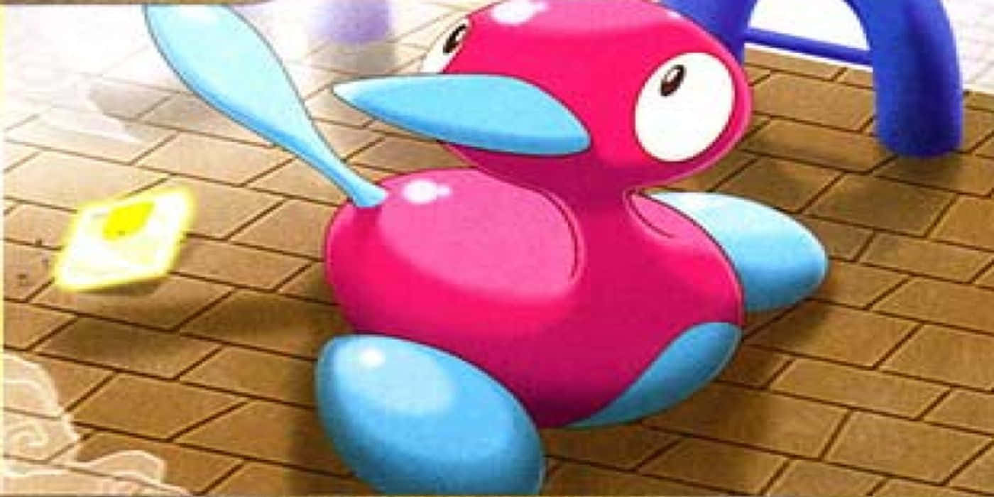 Giant Porygon2 On Brown Surface Wallpaper