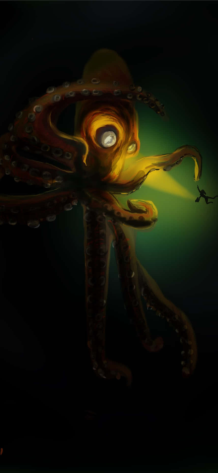 “A Giant Squid Lurking in the Depths of the Ocean”