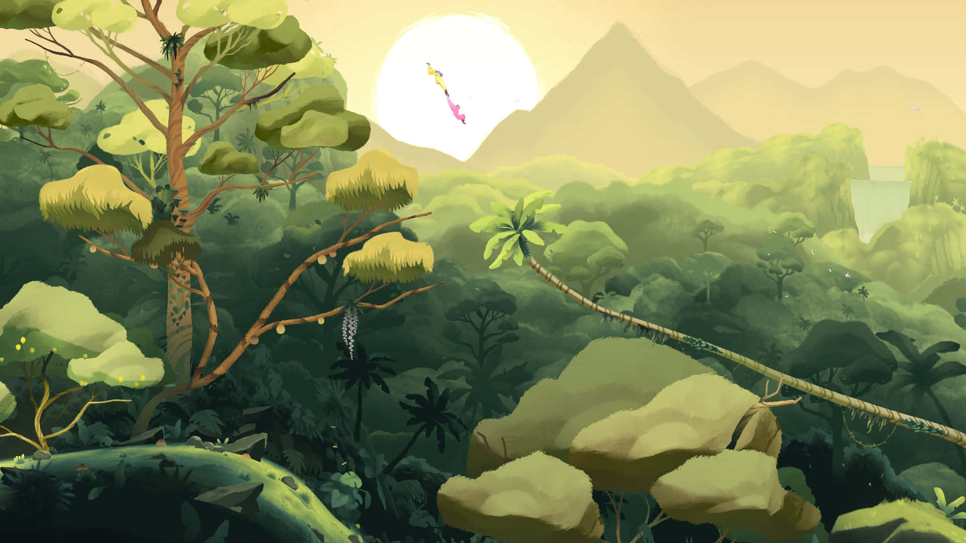 Gibbonsim Dschungel Grafik-kunst Hintergrund
