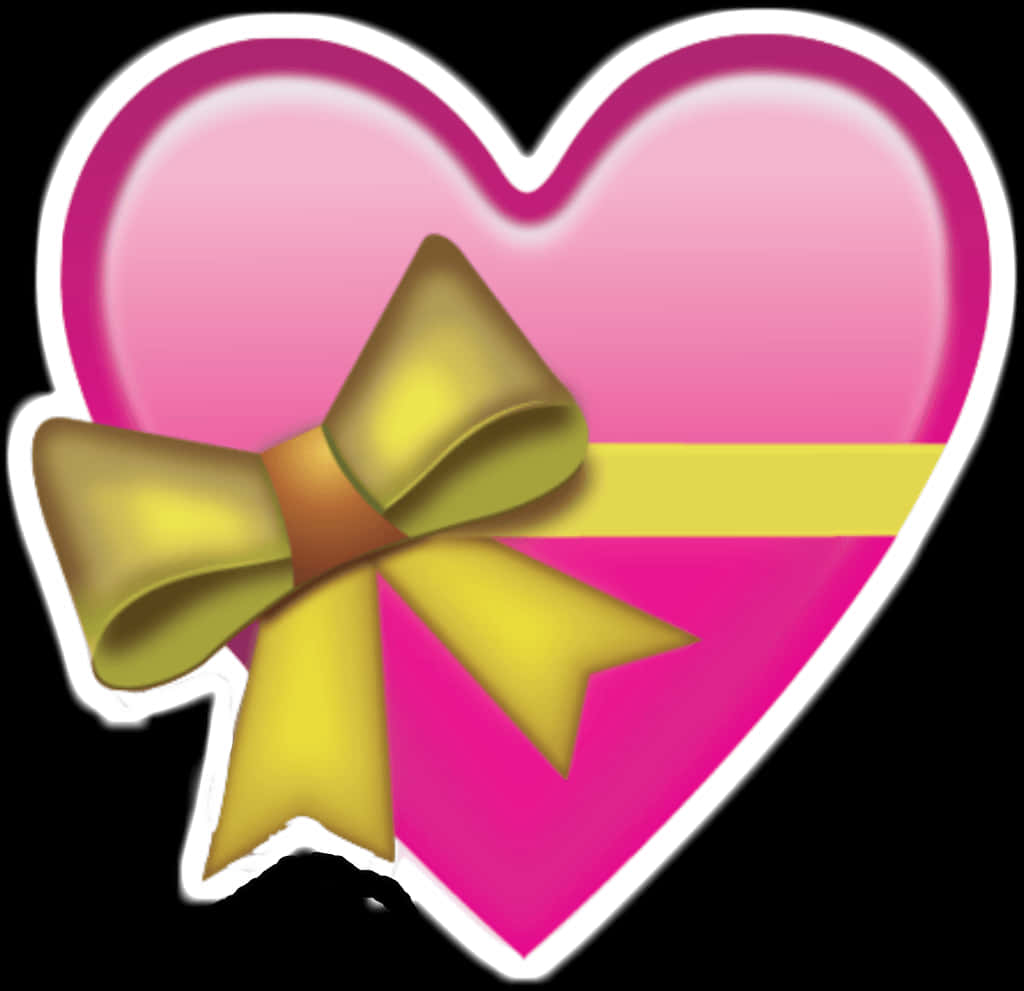 Gifted Heart Emojiwith Bow PNG