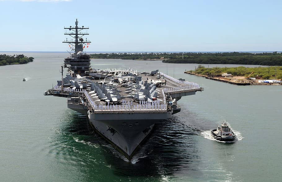 Gigantic Aircraft Carrier In Pearl Harbor Wallpaper