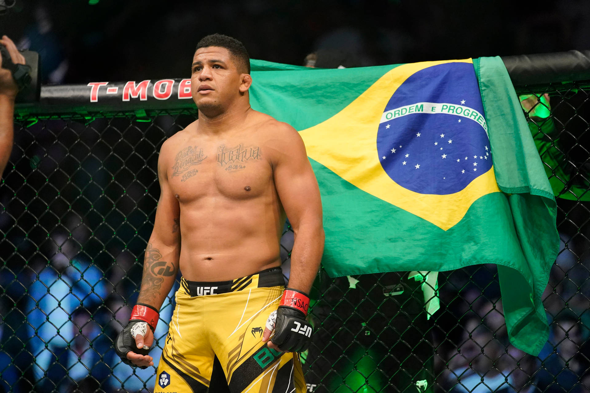 Gilbert Burns With Brazilian Flag Wallpaper