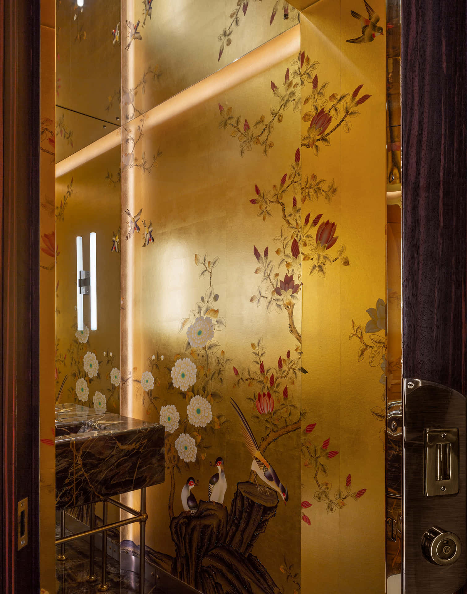 Gilded Details Of The Glass Door Wallpaper