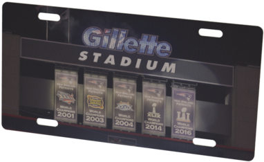 Gillette Stadium Super Bowl Trophies Display PNG