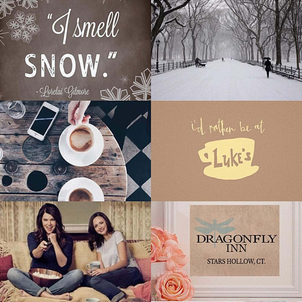 Gilmore Girls Collage_ Snow Coffee Inn Wallpaper