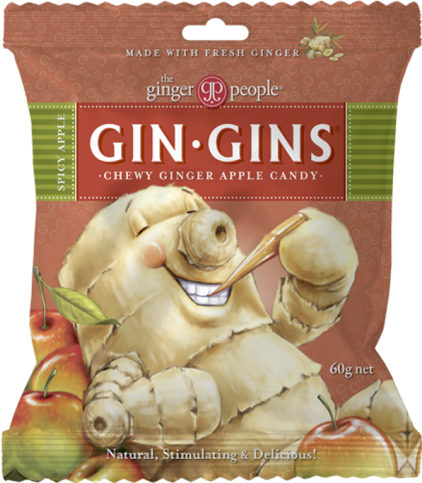 Gin Gins Chewy Ginger Apple Candy Package PNG