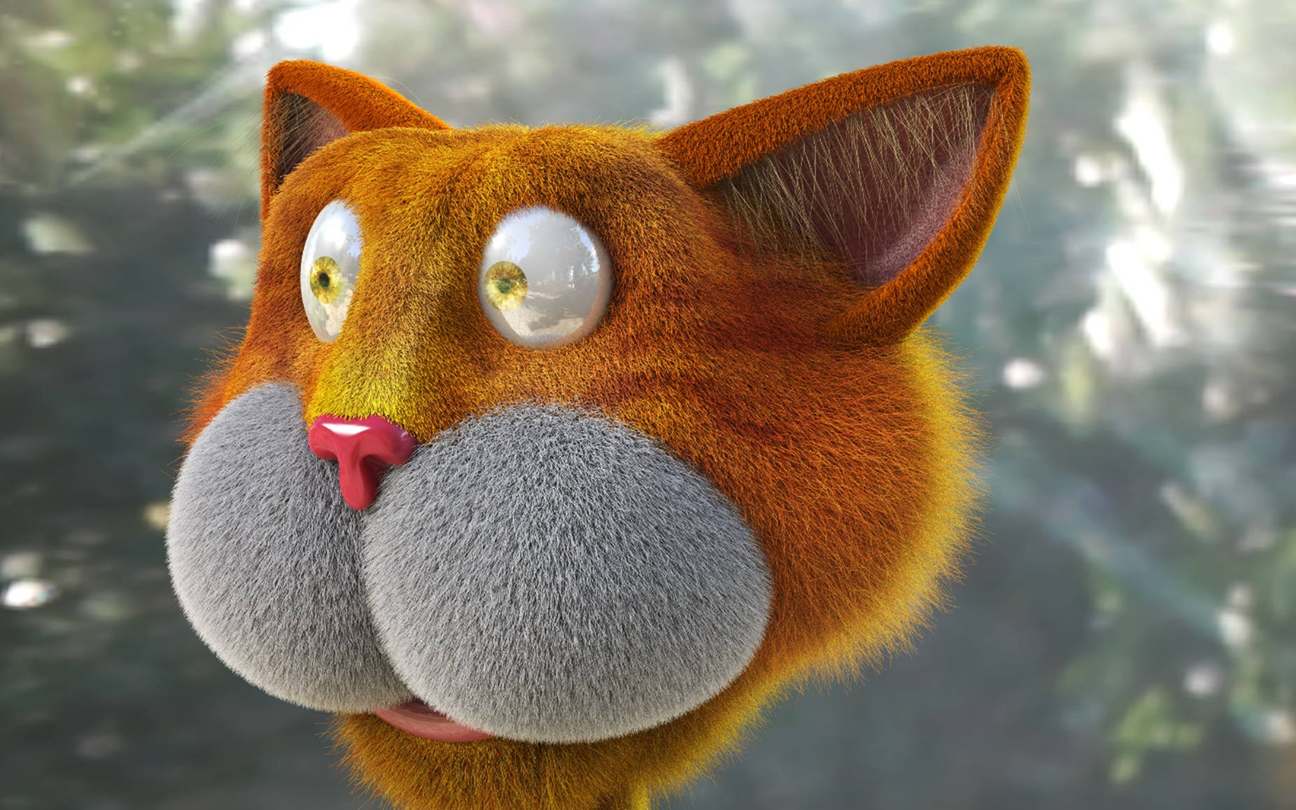 Ginger Cat With Pink Nose 3d Animation Picture