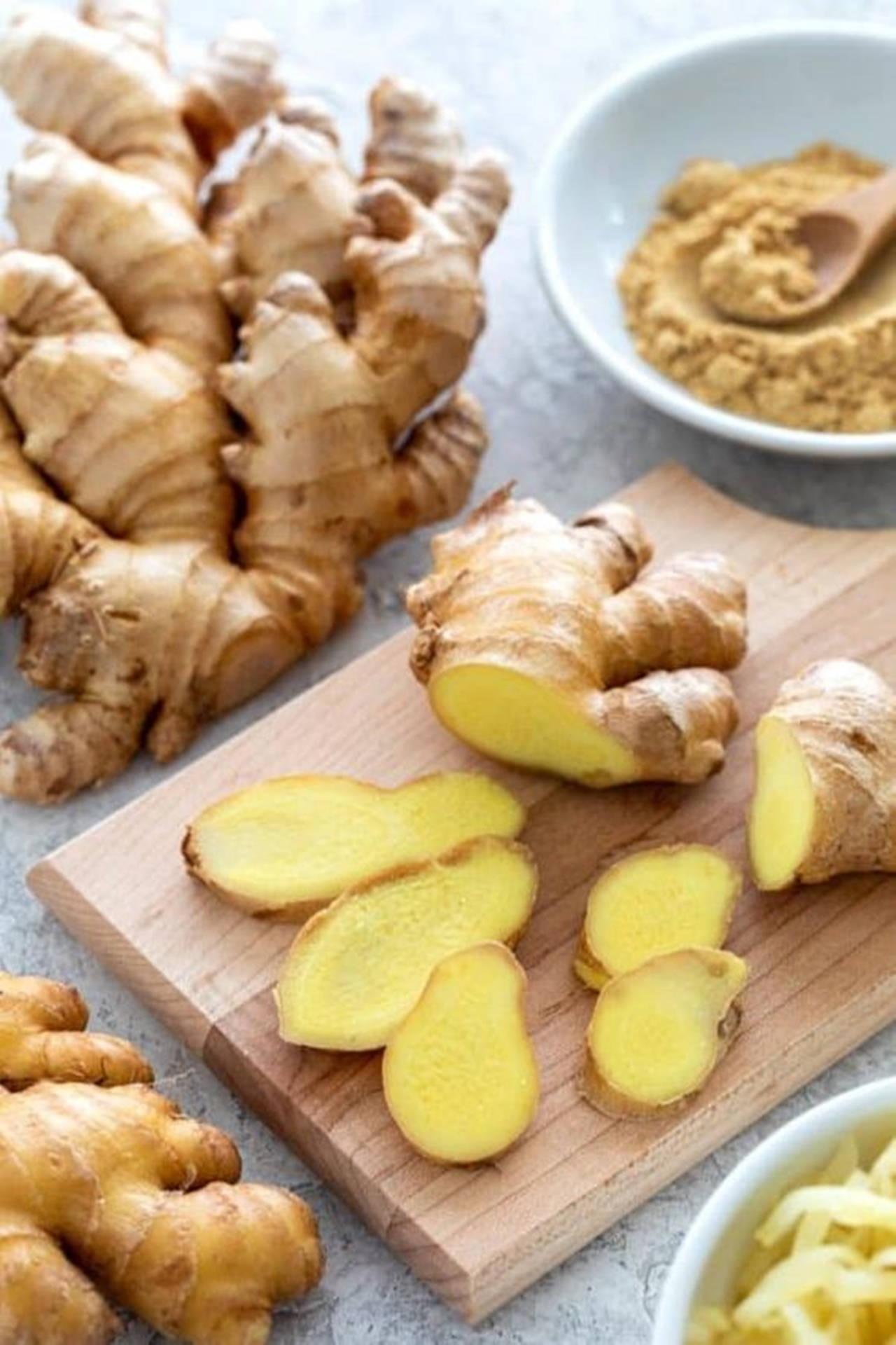 Ginger Root Sliced And Powdered Spice Wallpaper