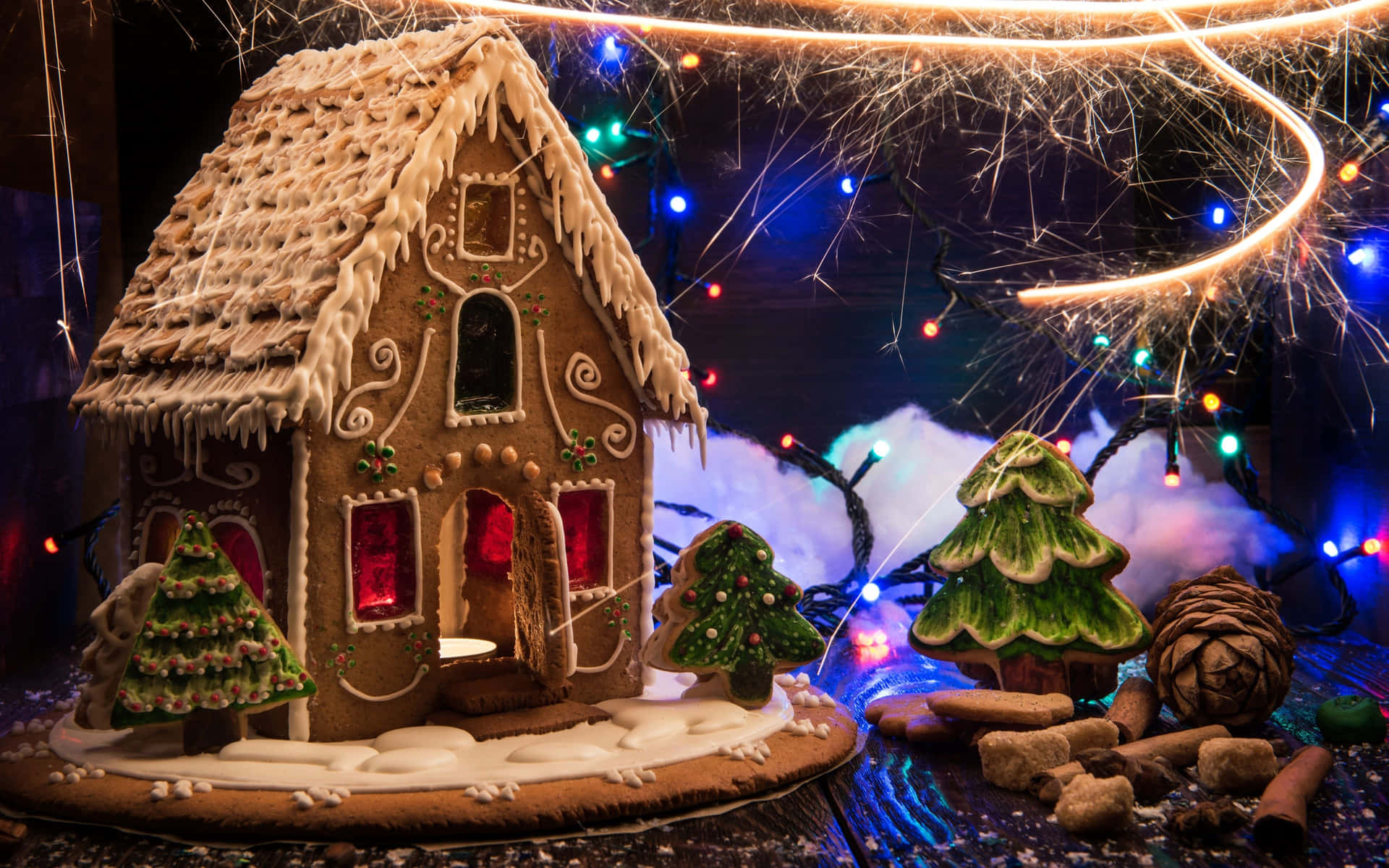 Delightful Gingerbread Village on a Frosty Winter's Day