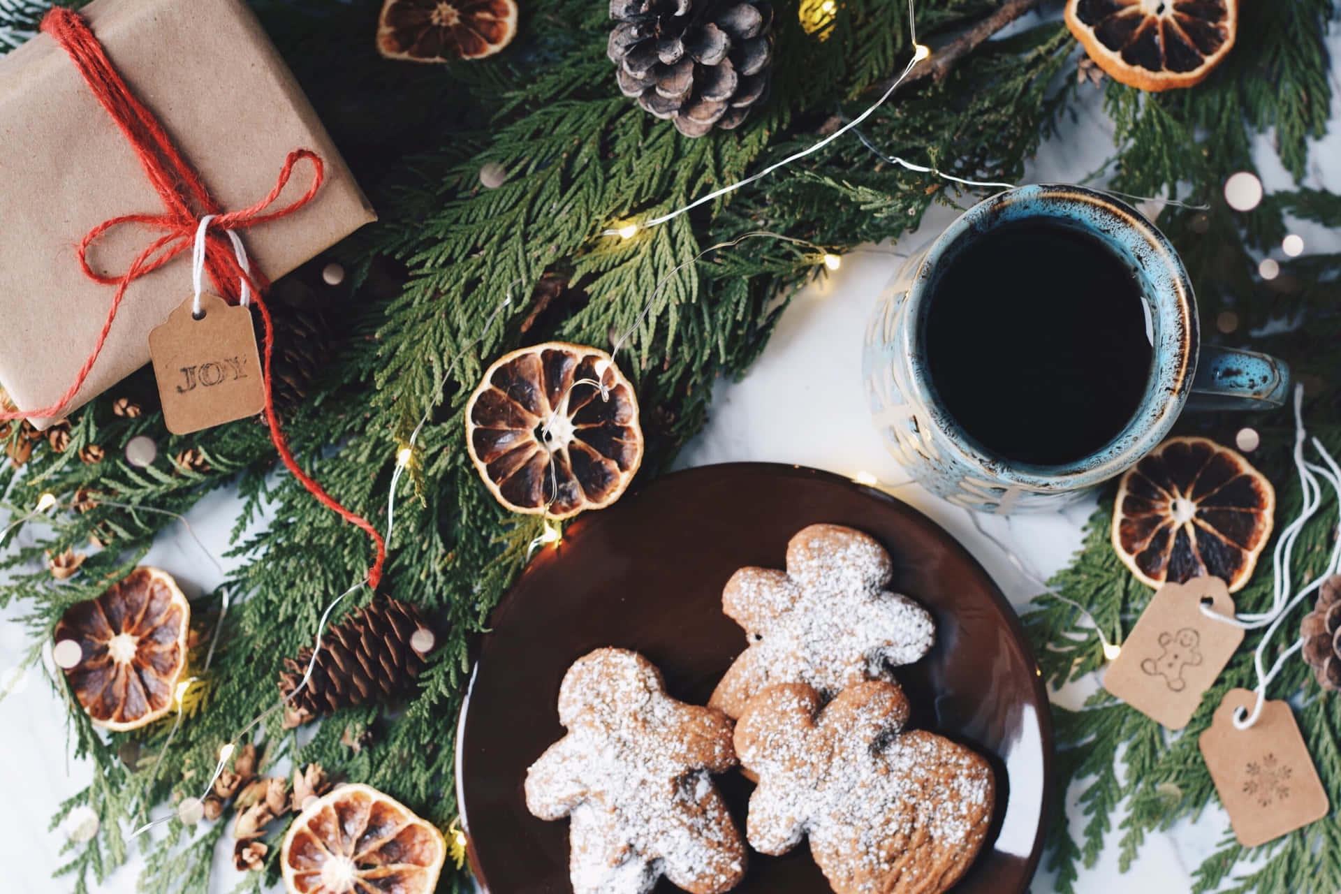 Gingerbread Coffee Holiday Setting Wallpaper