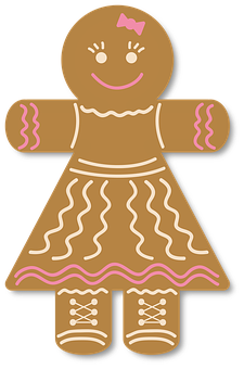 Gingerbread Girl Cookie Illustration PNG