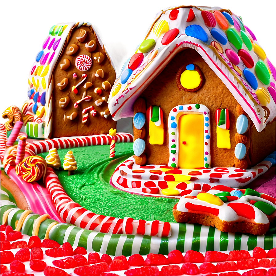 Gingerbread House In Candy Land Png 06202024 PNG