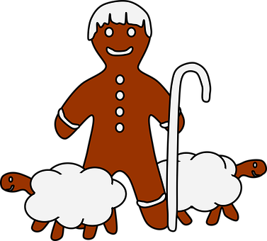 Gingerbread Manand Sheep Cartoon PNG