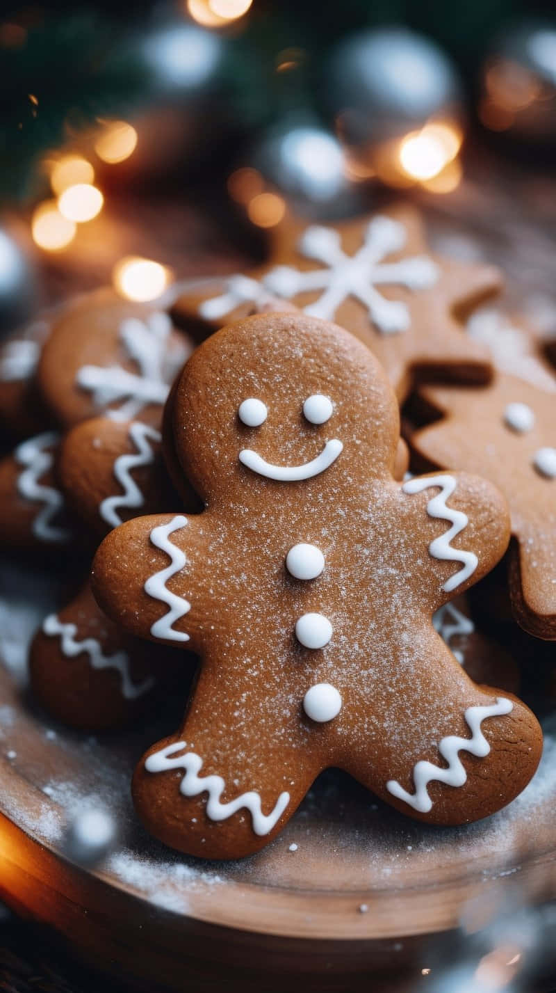 Gingerbread Smiles Holiday Vibes Wallpaper