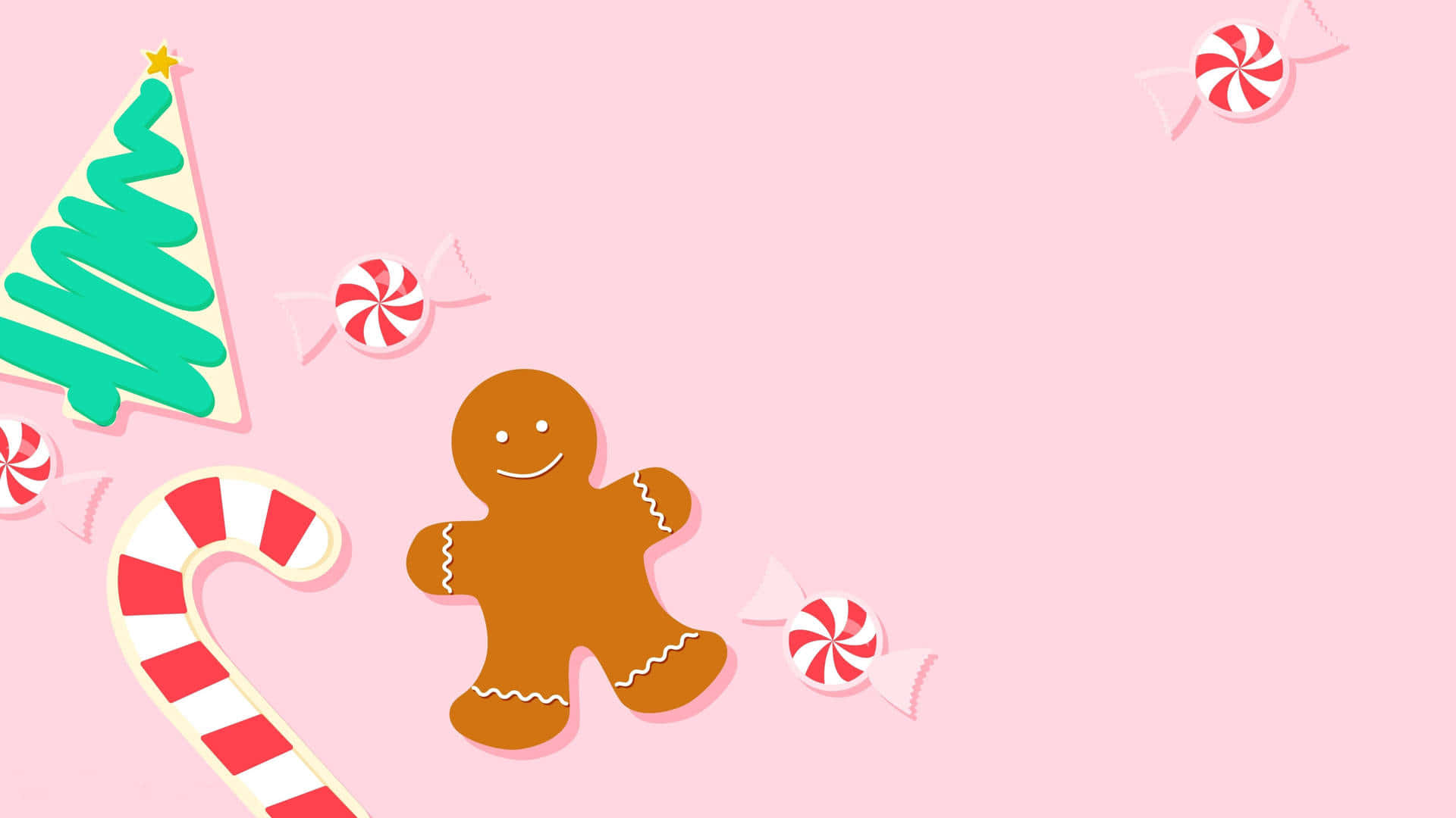 Gingerbreadand Candy Christmas Theme Wallpaper