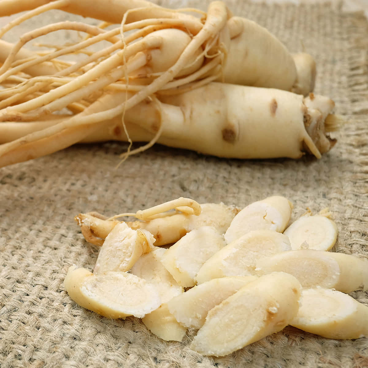 A Bunch Of Ginseng Root And A Piece Of Ginseng