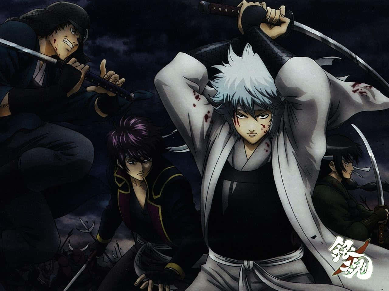 Einegruppe Von Anime-charakteren Mit Schwertern