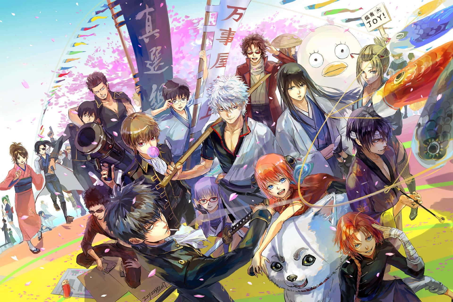 Gintama Personages Festival Viering Achtergrond