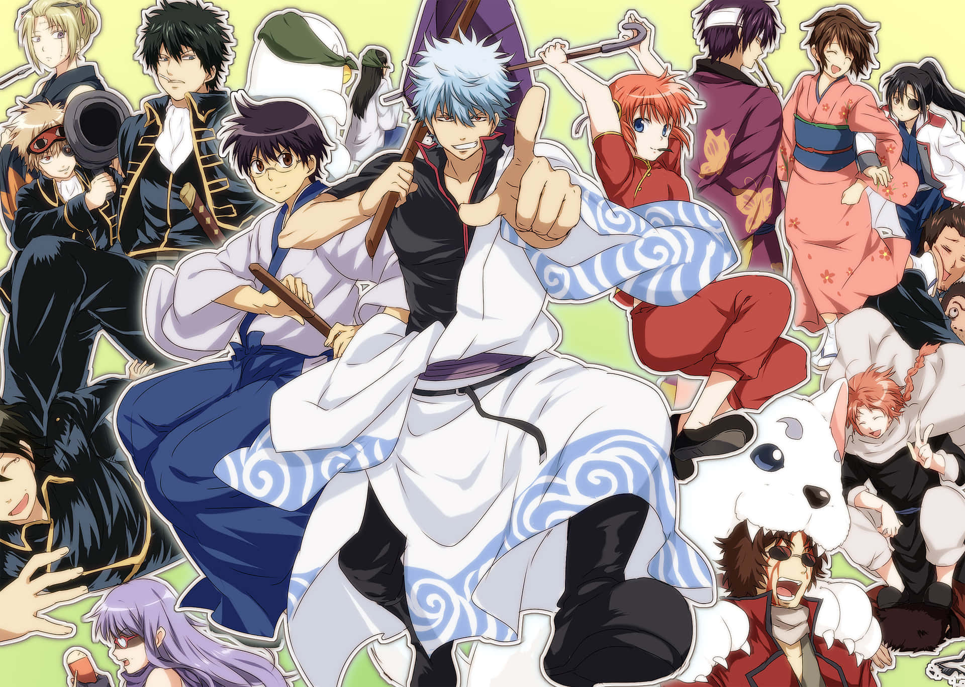 Gintama Personages Groep Artwork Achtergrond