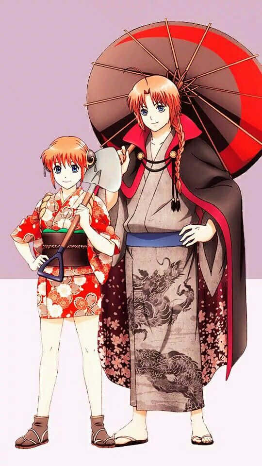 Kagura Et Kamui De Gintama En Tenue Traditionnelle Fond d'écran