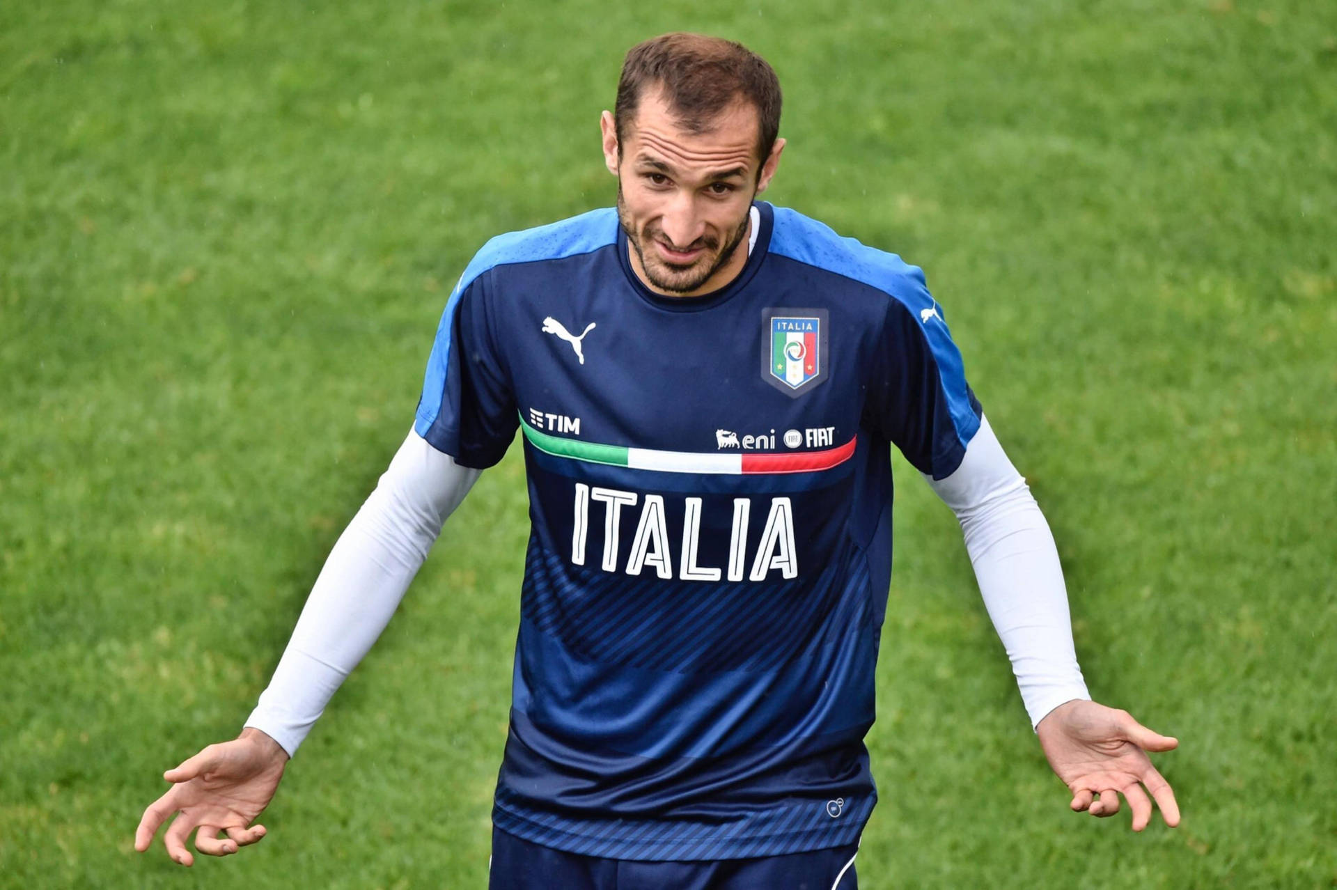 Giorgio Chiellini Celebrates Victory with Italy National Team Wallpaper