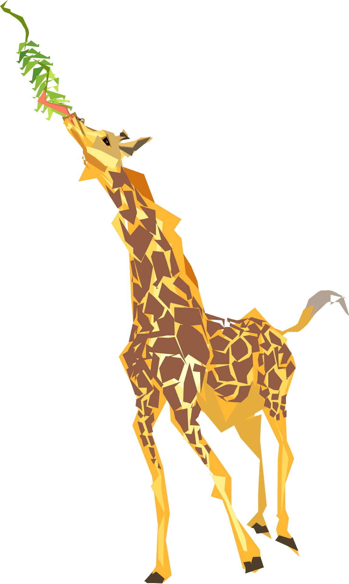 Giraffe Eating Leaves Geometric Art PNG
