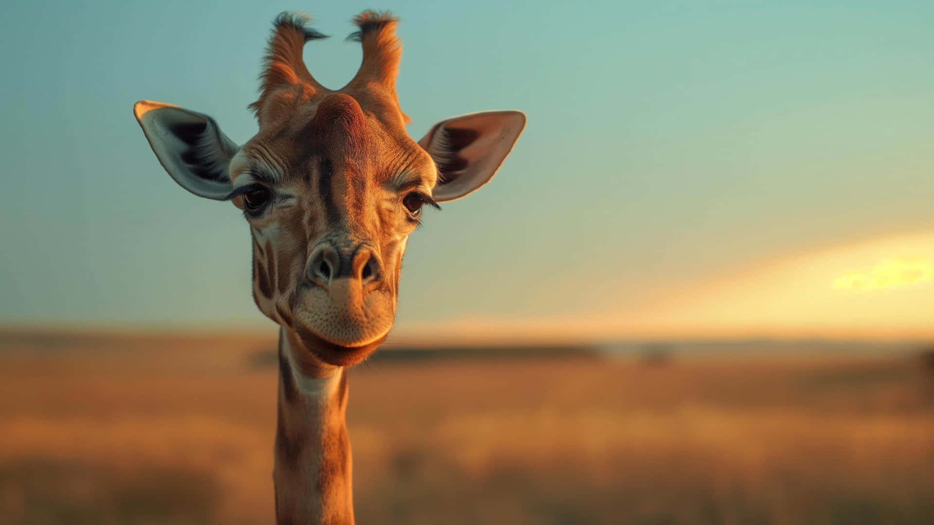 Giraffe Portraitat Sunset4 K Wildlife Wallpaper