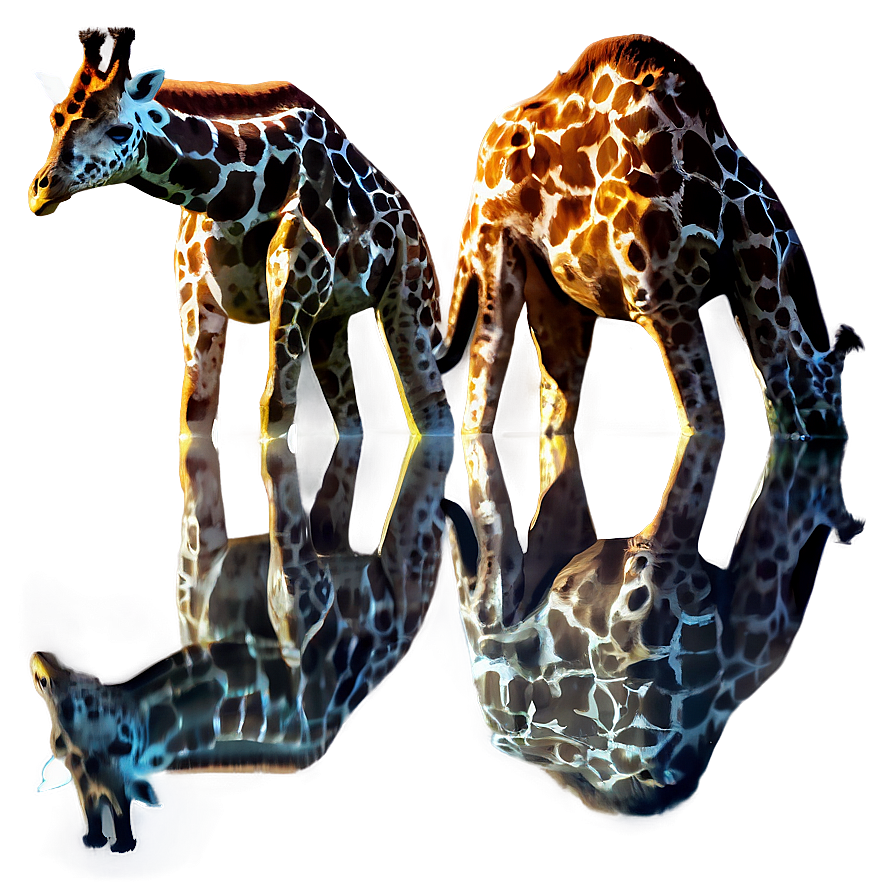 Giraffe Reflecting In Water Png Als65 PNG