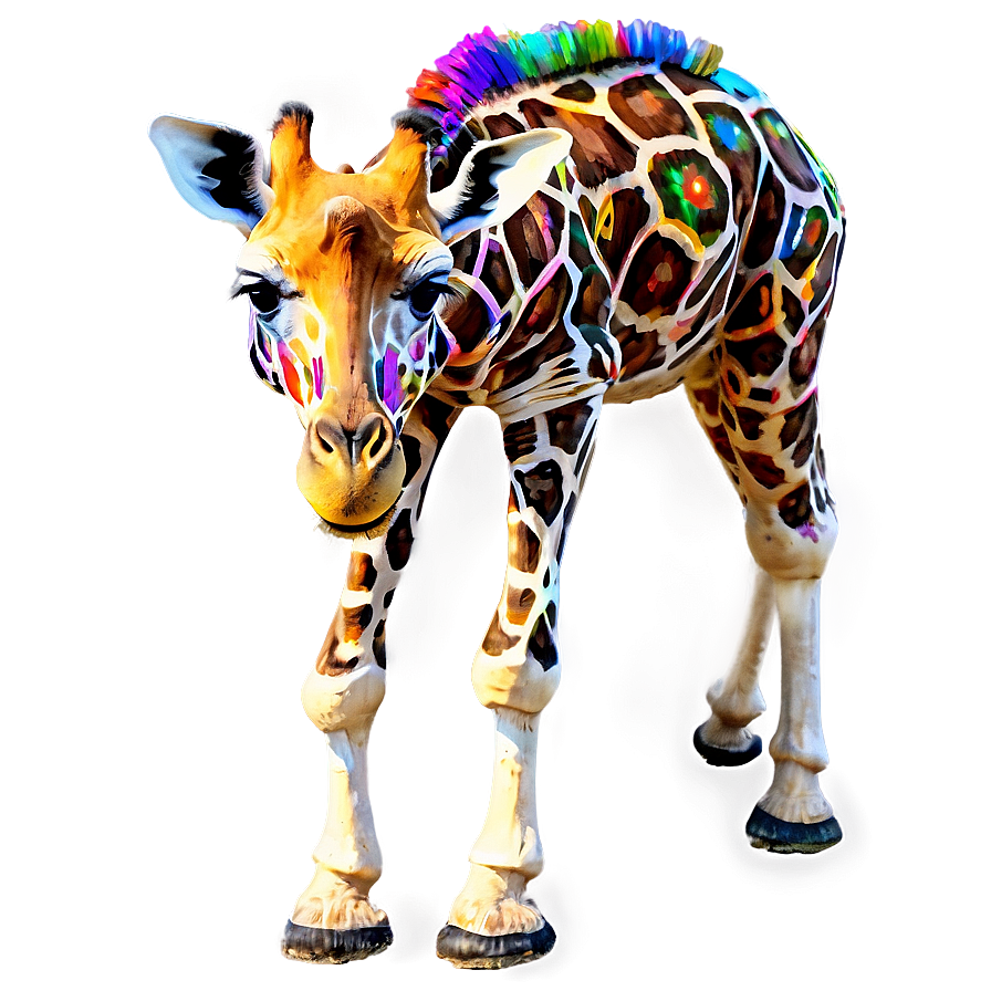 Giraffe With Colorful Spots Png 05062024 PNG