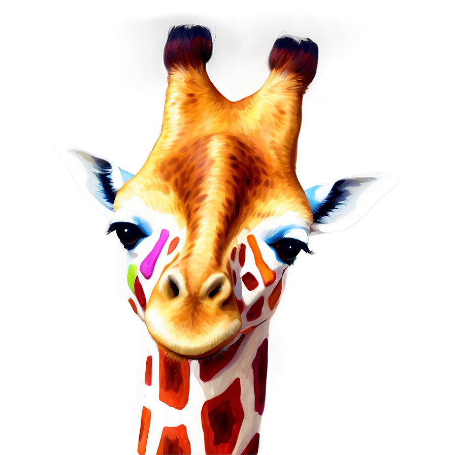 Giraffe With Colorful Spots Png Cvf62 PNG